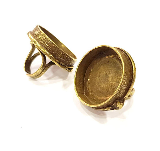 Antique Bronze Ring Blank Ring Setting inlay Blank Mosaic Bezel Base Cabochon Mountings (29mm Blank ) Antique Bronze Plated Brass G10466