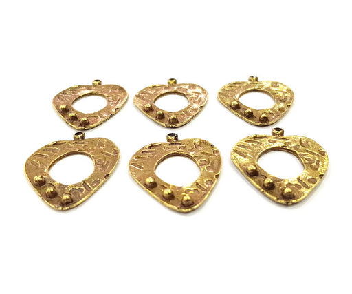 6 Heart Charm Antique Bronze Charm Antique Bronze Plated Metal Charms (28x23mm) G10467