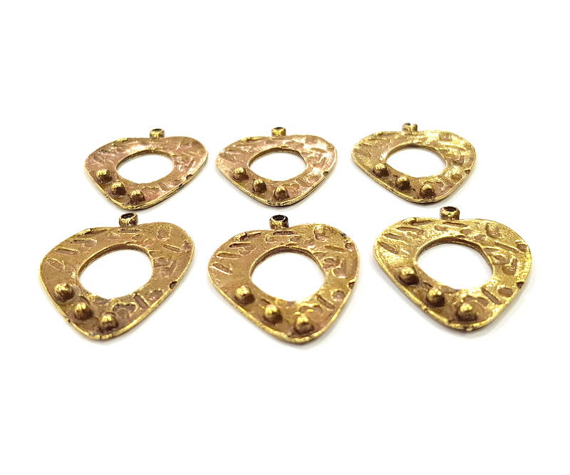6 Heart Charm Antique Bronze Charm Antique Bronze Plated Metal Charms (28x23mm) G10467