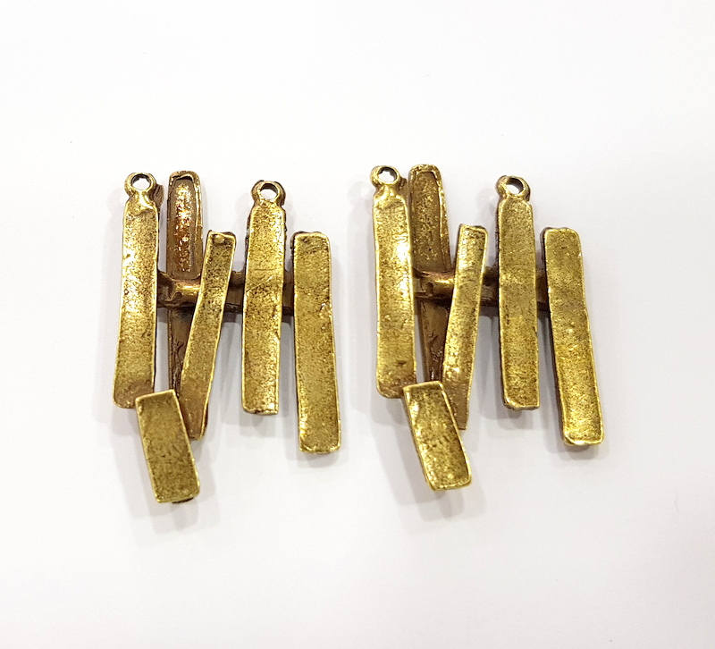 2 Antique Bronze Charm Antique Bronze Plated Metal Charms (37x16mm) G10468