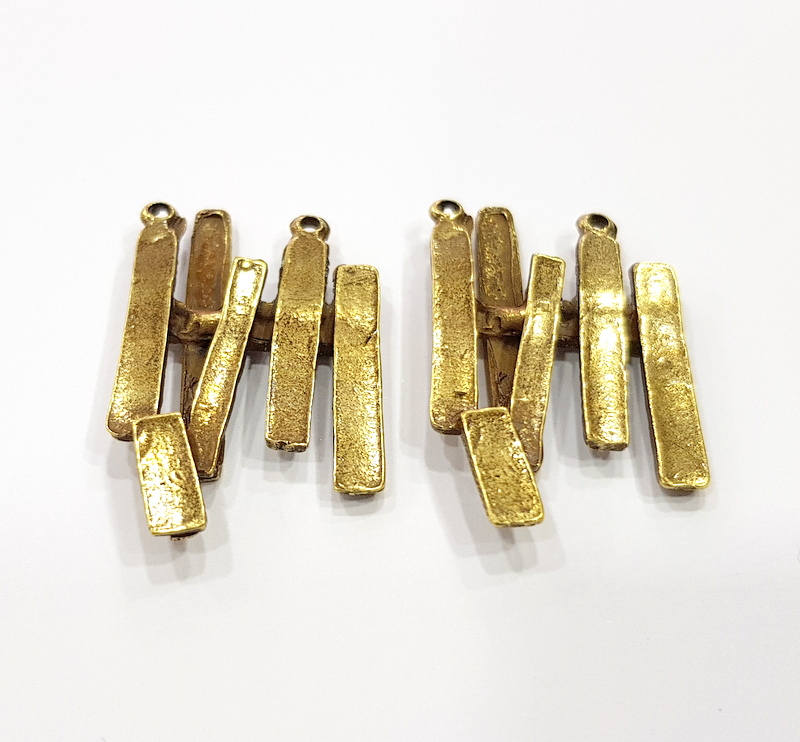 2 Antique Bronze Charm Antique Bronze Plated Metal Charms (37x16mm) G10468