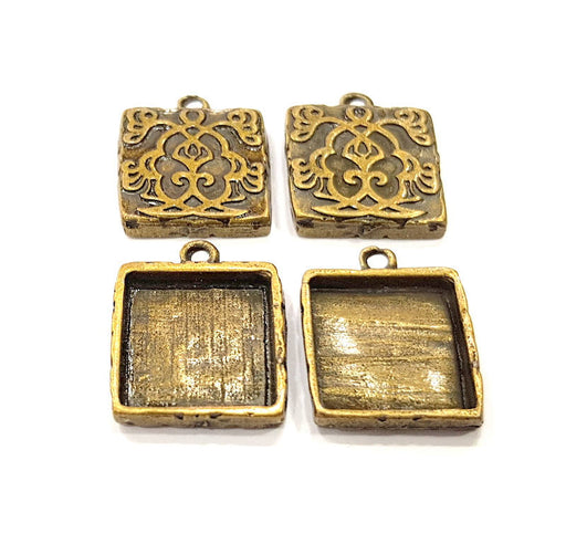 4 Antique Bronze Pendant Blank inlay Blank Mosaic Blank Resin Blank Bezel Base Setting Mountings Antique Bronze Plated (15mm blank) G10473