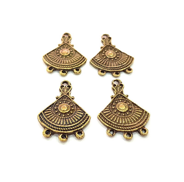4 Antique Bronze Connector Charm Antique Bronze Plated Metal Charms (28x20mm) G10481