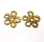 2 Flower Charm Antique Bronze Charm Antique Bronze Plated Metal Charms (42x40mm) G10482