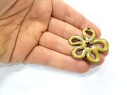 2 Flower Charm Antique Bronze Charm Antique Bronze Plated Metal Charms (42x40mm) G10482