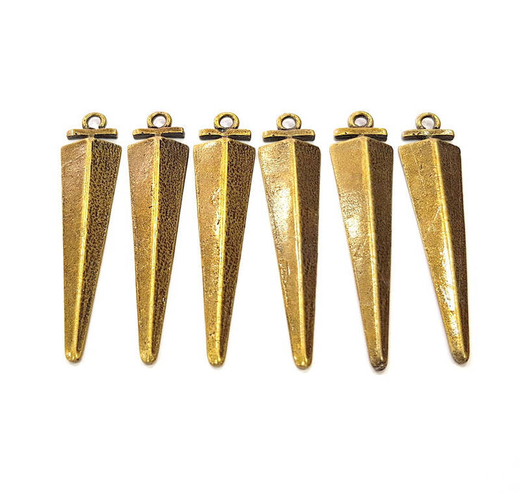 6 Triangle Charm Antique Bronze Charm Antique Bronze Plated Metal Charms (52x12mm) G10483