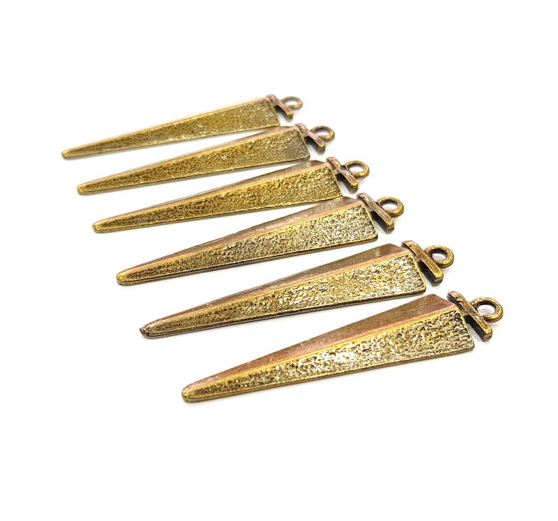 6 Triangle Charm Antique Bronze Charm Antique Bronze Plated Metal Charms (52x12mm) G10483