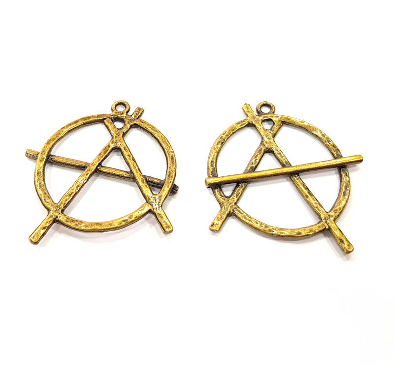 2 Antique Bronze Charm Antique Bronze Plated Metal Charms (49x40mm) G10485