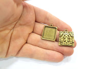 2 Antique Bronze Pendant Blank inlay Blank Mosaic Blank Resin Blank Bezel Base Setting Mountings Antique Bronze Plated (20mm blank) G10486