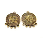 2 Antique Bronze Ottoman Signature Charm Antique Bronze Plated Charms (35x27mm) G10487