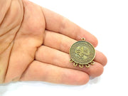 2 Antique Bronze Ottoman Signature Charm Antique Bronze Plated Charms (35x27mm) G10487