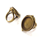 Antique Bronze Ring Blank Ring Setting inlay Blank Mosaic Bezel Base Cabochon Mountings (25x18mm Blank ) Antique Bronze Plated Brass G12295