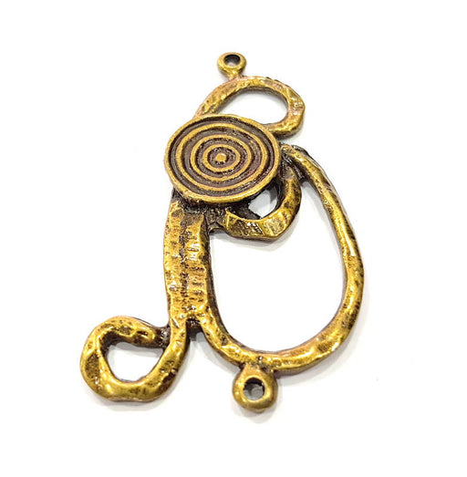 2 Antique Bronze Pendant Antique Bronze Plated Metal Pendant (60x33mm) G10515