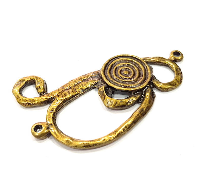 2 Antique Bronze Pendant Antique Bronze Plated Metal Pendant (60x33mm) G10515