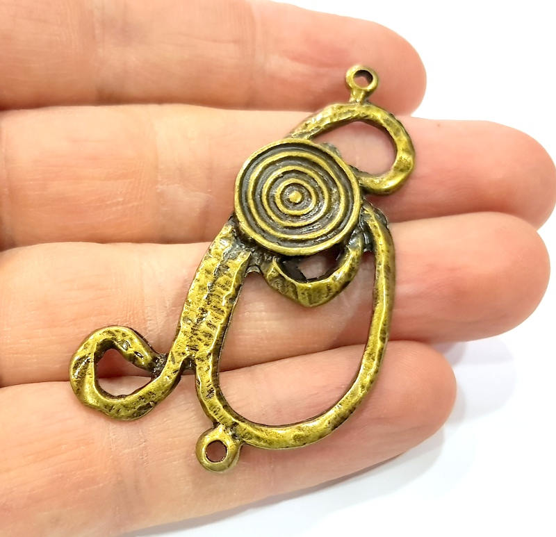 2 Antique Bronze Pendant Antique Bronze Plated Metal Pendant (60x33mm) G10515