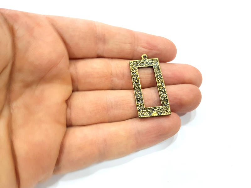 2 Square Frame Charms Antique Bronze Charm Antique Bronze Plated Metal Charms (37x18mm) G10495