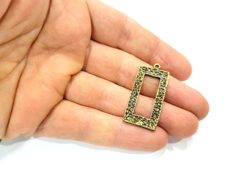 2 Square Frame Charms Antique Bronze Charm Antique Bronze Plated Metal Charms (37x18mm) G10495