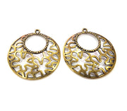 2 Flower Charm Antique Bronze Charm Antique Bronze Plated Metal Charms (41mm) G15632