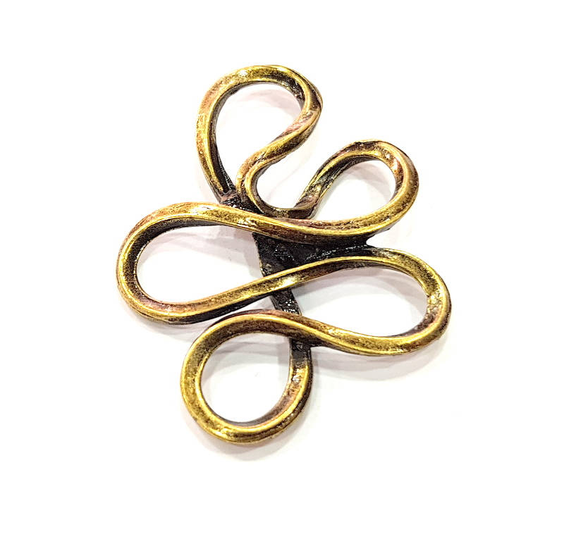 2 Antique Bronze Pendant Connector Antique Bronze Plated Metal Pendant (53x39mm) G10501