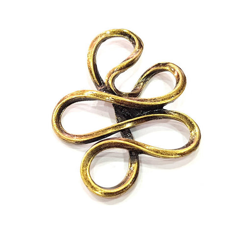 2 Antique Bronze Pendant Connector Antique Bronze Plated Metal Pendant (53x39mm) G10501