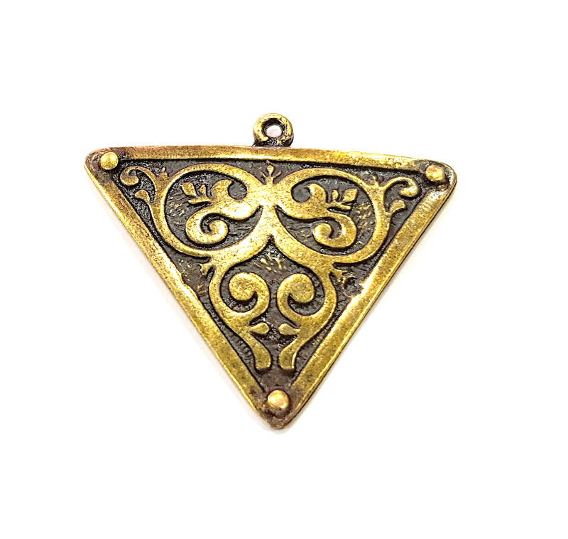 2 Triangle Pendant Antique Bronze Pendant Antique Bronze Plated Metal Pendant (47x38mm) G10503