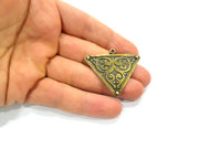 2 Triangle Pendant Antique Bronze Pendant Antique Bronze Plated Metal Pendant (47x38mm) G10503