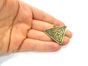 2 Triangle Pendant Antique Bronze Pendant Antique Bronze Plated Metal Pendant (47x38mm) G10503