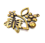 2 Butterfly Pendant Antique Bronze Pendant Antique Bronze Plated Metal Pendant (48x47mm) G10505