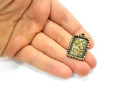 2 Flower Charm Antique Bronze Charm Antique Bronze Plated Metal Charms (33x21mm) G15351