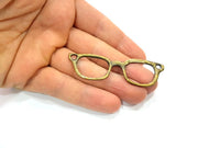 2 Glasses Pendant Antique Bronze Pendant Antique Bronze Plated Metal Pendant (73x22mm) G10509