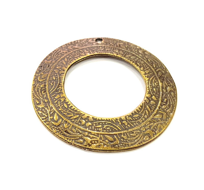 2 Antique Bronze Charms Antique Bronze Plated Pendant (50mm) G15345