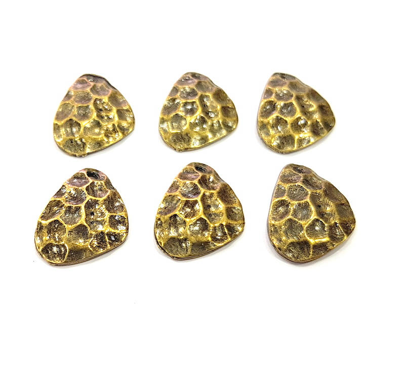 6 Hammered Drop Charm Antique Bronze Charm Antique Bronze Plated Metal Charms (19x14mm) G10523