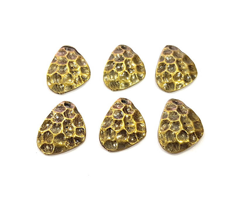6 Hammered Drop Charm Antique Bronze Charm Antique Bronze Plated Metal Charms (19x14mm) G10523