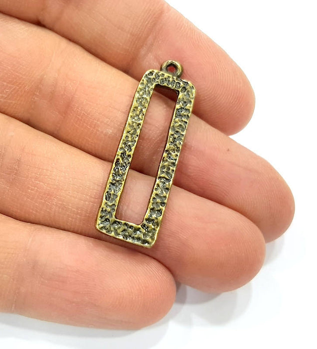 6 Square Frame Charm Antique Bronze Charm Antique Bronze Plated Metal Charms (38x11mm) G10534
