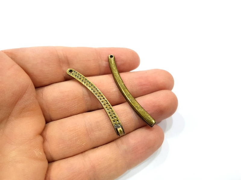 4 Ringed Rod Connector Antique Bronze Connector Pendant Antique Bronze Plated Metal Pendant (48x4mm) G10537