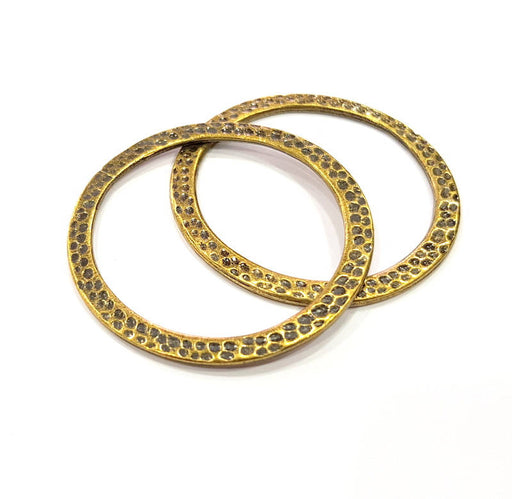 2 Hammered Circle Connector Antique Bronze Charm Antique Bronze Plated Metal Charms (47mm) G10539