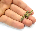 4 Hearted Bar Antique Bronze Charm Antique Bronze Plated Metal Charms (40x10mm) G10541