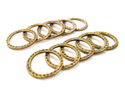10 Hammered Circle Connector Antique Bronze Charm Antique Bronze Plated Metal Charms (20mm) G10543