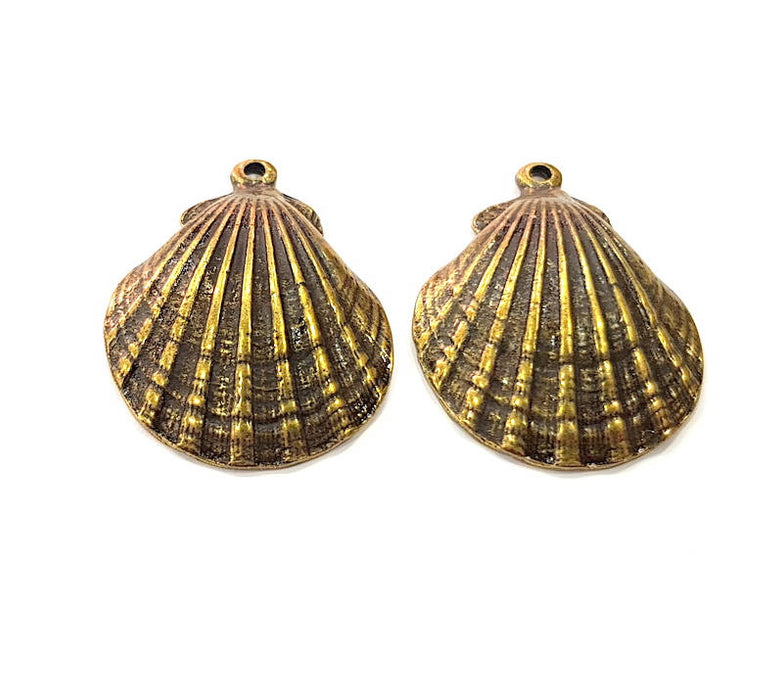2 Oyster Charms Shell Charm Mussel Charms Sea Ocean Antique Bronze Charm Antique Bronze Plated Metal Charms (33x26mm)  G7302