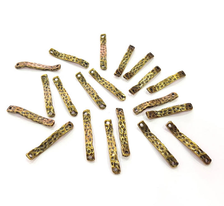 20 Ringed Rod Connector Antique Bronze Connector Pendant Antique Bronze Plated Metal (26x4mm) G10545