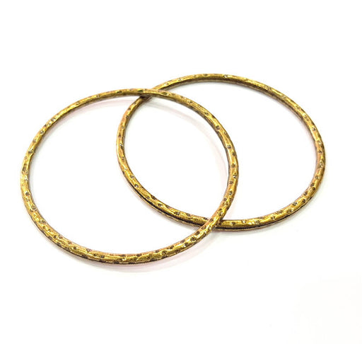 2 Large Hammered Circle Connector Antique Bronze Connector Antique Bronze Plated Metal  (68mm) G10551