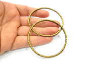 2 Large Hammered Circle Connector Antique Bronze Connector Antique Bronze Plated Metal  (68mm) G10551