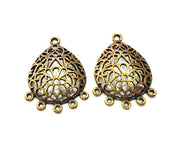 4 Antique Bronze Charm Connector Antique Bronze Plated Metal Charms (36x24mm) G10553
