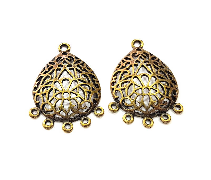 4 Antique Bronze Charm Connector Antique Bronze Plated Metal Charms (36x24mm) G10553