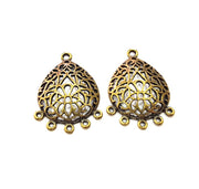 4 Antique Bronze Charm Connector Antique Bronze Plated Metal Charms (36x24mm) G10553