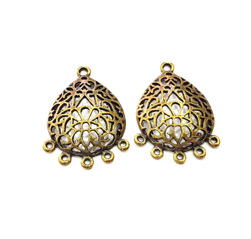 4 Antique Bronze Charm Connector Antique Bronze Plated Metal Charms (36x24mm) G10553