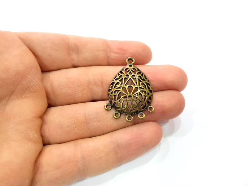 4 Antique Bronze Charm Connector Antique Bronze Plated Metal Charms (36x24mm) G10553