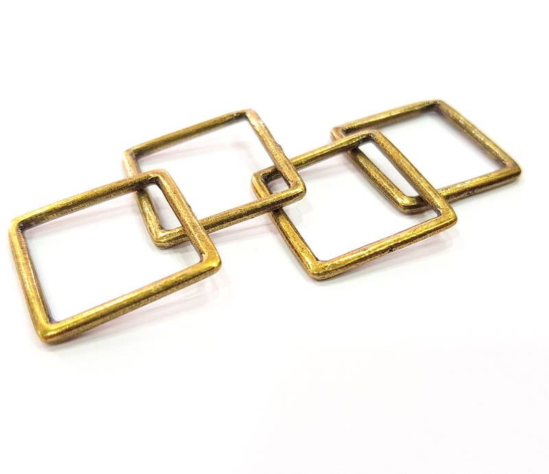 10 Square Connector Antique Bronze Connector Antique Bronze Plated Metal  (22mm) G10555