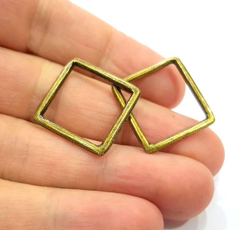 10 Square Connector Antique Bronze Connector Antique Bronze Plated Metal  (22mm) G10555