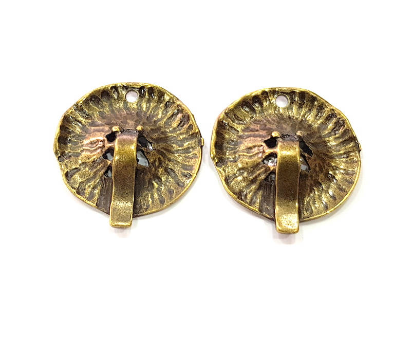 2 Antique Bronze Charm Antique Bronze Plated Metal Charms (28mm) G10556